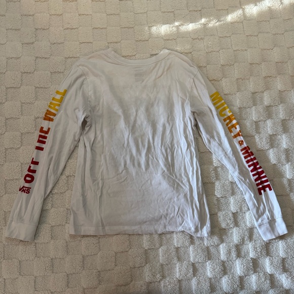 Vans x Disney Mickey & Minnie Mouse White Grunge Long Sleeve Shirt, Unisex Large - Picture 3 of 7